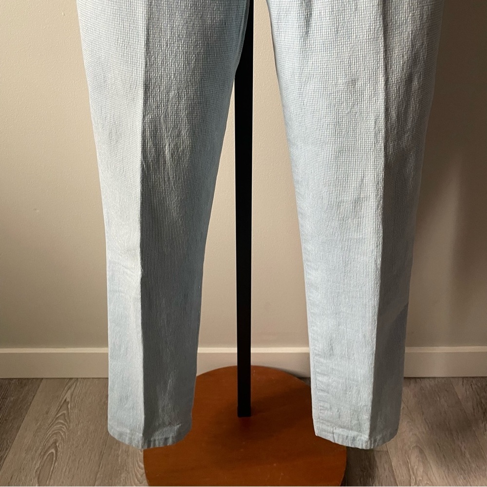 90s Y2K French Dressing Micro Gingham Pin Check Blue White Denim Jeans - Picture 5 of 7